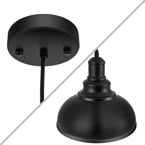 Dope Industrial Black Pendant Lights Two Pack Farmhouse Hanging Lamps With Metal Shade Black Interior Ceiling Fixtures