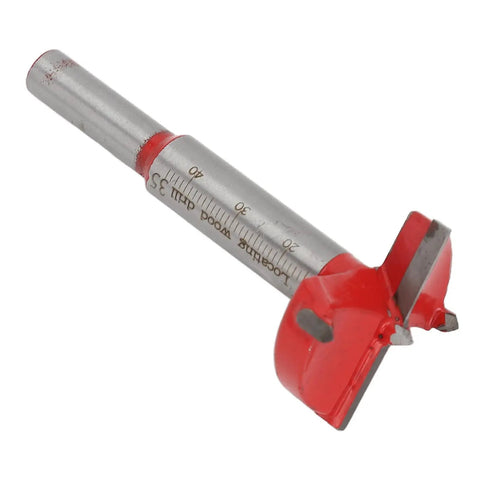 Red drill bit from 35mm Hinge Boring Jig Kit With Hole Locator, Red Drill Bit And Wrench For Furniture Cabinets
