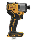 Side view of 20V Max Cordless Brushless Impact Driver One Quarter Inch Chuck Tool Only For Pros And DIYers Compact Ergonomic Grip 1700 In-Lbs Torque 3200 RPM Variable Speed Trigger For Precise Control And Fast Screw Driving