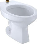 Elongated Floor Mounted Flushometer Toilet Bowl With Top Spud 1.0 GPF CeFiONtect Glaze White Built For Eco Power Flush Valve Siphon Jet