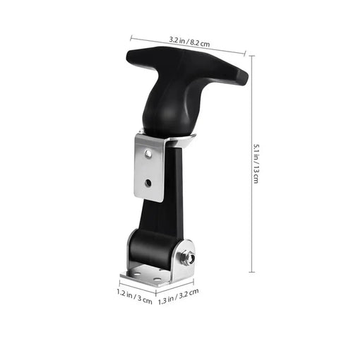 Heavy Duty Stainless Steel Hood Latches Set 4 Pack With Flexible T Handle Hasp Draw Latches and Brackets close-up