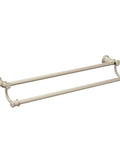 24 Inch Double Towel Bar In Brushed Nickel With Easy Mounting Template And Secure Wall Post For A Slick, Modern Bathroom Upgrade, Durable Hardware That Coordinates With Other Moen Bath Accessories.