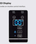 LED display control panel of Beefy Upright Freezer With 17 Cubic Feet Capacity And Convertible Fridge Mode.