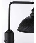 Englewood Collection 1 Light Farmhouse Outdoor Post Lantern In Textured Black With Hammered Steel Shade And Industrial Pipe Arm