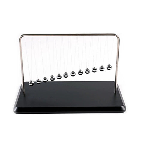 Newton's Cradle Desk Toy With Wooden Base And Metal Beads, Classic Kinetic Swinging Science Gadget For Office Decor, 12 Beads, Sturdy Motion
