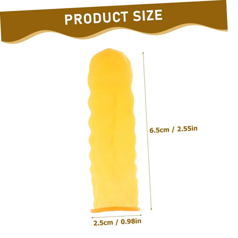 Top Shelf 100 Pack Yellow Latex Finger Sleeves Made To Straight Up Shield Blister Friction And Pain For Heavy Lifting Daily Tasks Smooth Moves And Maximum Grip Keep Digits Locked Safe With Zero Sweat, size 6.5cm x 2.5cm.