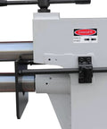 Side view of an Electric Bead Bending Machine for Sheet Metal, featuring a heavy duty cast iron build.