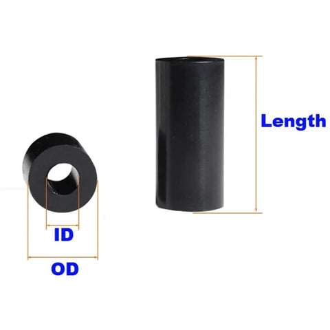 All In One Go To Hollow Spacer Kit For Jewelry Making And Electronics Assembly, 600 And 800 Pcs In M3 And M4, 10 Sizes, ABS Nylon Plastic Non Threaded Standoffs, White, 4 Sets, black spacer diagram