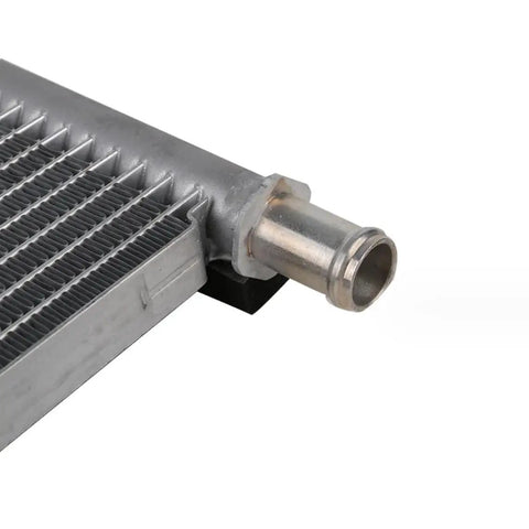 Premium Aluminum Battery Coolant Radiator Assembly For Tesla Model X Direct Replacement 2016 Through 2021 detailed view of inlet.