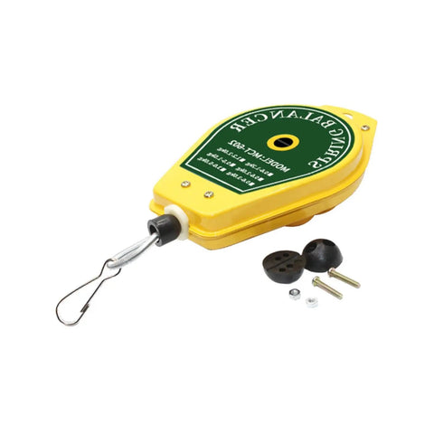 Spring Balancer Hanging Fixture Holder With Lock For Easy Tool Handling Pro Grade Portable Retractable Support 0.5kg To 1.5kg Weight Capacity Ideal For Workshops Garages And Job Sites, yellow plastic with hook