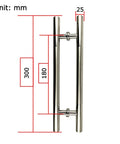 Durable 304 Stainless Steel Brushed Round Tube Door Handle For Glass Wood And Sliding Doors Push Pull Gate Hardware, 300mm