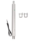 Heavy Duty 12V Tubular Electric Linear Actuator With Planetary Gear Reduction And Tough As Nails Aluminum Housing For IP67 Waterproof High Speed 200mm Stroke Operation. Features actuator with wiring and mounting brackets.