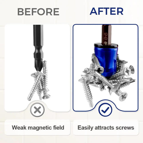 Comparison of Weak vs Strong Magnetic Screw Holder Ring; Heavy Duty Magnetic Screw Holder Ring For Drills And Power Tools, 2026 Model Magnetic Ring Bit, Universal Screw Holder For Mechanics, Carpenters, And DIYers, Anti Slip Screwdriver Holder, No More Dropped Screws.