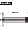 Side view of Thick 304 Stainless Steel Door Stopper With 1mm Cushioning Bumper No Slam Wall Protector, 3.54 inch length.