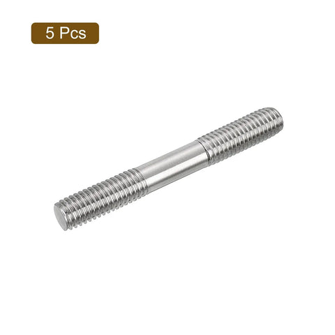 Top Shelf 304 Stainless Steel Double End Threaded Studs M8x60mm, shown lengthwise, pack of 5 for heavy-duty applications.