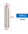 M3x30mm Dowel Pins 304 Stainless Steel Cylindrical Pegs For Shelves And Fixtures viewed in package of 10 pieces