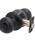 Coastal Matte Black Exterior Door Knob With Lock Easy Install And Adjustable Latch From 2-3/8 To 2-3/4 Inches Brass Body