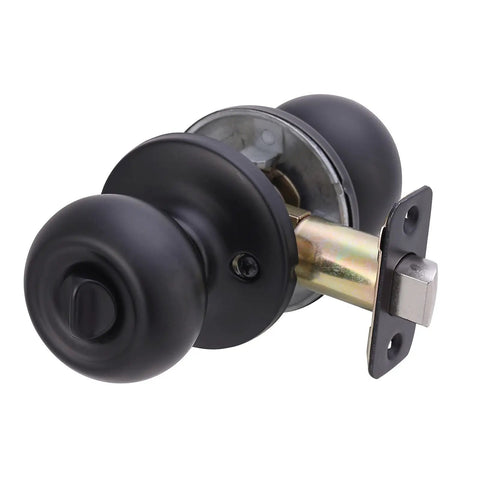 Coastal Matte Black Exterior Door Knob With Lock Easy Install And Adjustable Latch From 2-3/8 To 2-3/4 Inches Brass Body