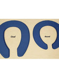 Relief Gel Toilet Seat Cushion For Seniors And Disabled, Round Open Front 16x14 Inch, blue round and oval gel cushions on display