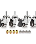 1 Inch Mini Swivel Caster Wheels Set Of 4 With 2 Brakes And 2 Without M6 X 15mm Rubber TPE Casters For Small Furniture And Equipment