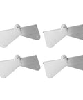 Four stainless steel gutter extension hinges for downspouts, universal fit, easy install, providing stable drainage connection.