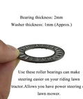 Thrust Needle Roller Bearings With Washers For Lawn Tractor, 20Mm Bore, 35Mm OD, 2Mm Width, Improves Steering, Close-up View.