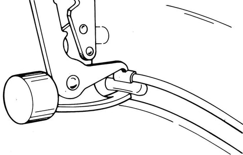 Illustration of Wheel Weight Tool Pro Grade For ClipOn Weights With Safe Plastic Hammer Head in use on a car wheel.