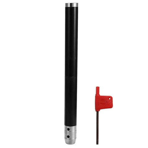 Premium Wood Lathe Turning Set Featuring Rust Proof Carbide Insert Blades And Heavy Duty Aluminum Handles For Smooth Woodworking Projects and Rock Solid Precision displayed with a black aluminum handle and red tool.