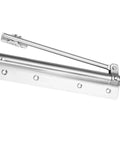Heavy Duty Door Closer With Soft Close Spring, Adjustable Aluminum Alloy Arm, Durable Silver Finish, Ideal For Home And Commercial Use