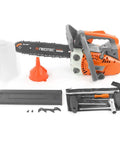 12 Inch Top Handle Gas Chainsaw 25.4cc 2 Stroke Portable Wood Cutting Power shown with accessories for easy start and ergonomic design