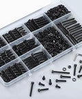 810Pcs M3 Hex Socket Head Screws Set With Nuts And Washers, Heavy Duty Black Oxide 12.9 Grade Alloy Steel, M3 x 6/8/10/12/16/20/25/30mm