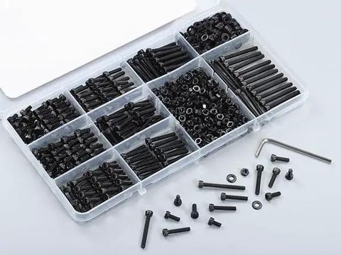 810Pcs M3 Hex Socket Head Screws Set With Nuts And Washers, Heavy Duty Black Oxide 12.9 Grade Alloy Steel, M3 x 6/8/10/12/16/20/25/30mm