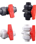 Grey Hose Connector Set 15 Piece Double Union Ball Valve Garden Watering Fittings For Quick Disconnects And Flexible Outdoor Irrigation And Lawn Watering System, grey and white UPVC valve set