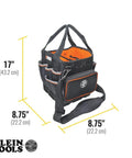 Heavy Duty Tool Bag With Shoulder Strap And 40 Pockets In Bright Orange Interior For Fast Tool Access, Molded Bottom
