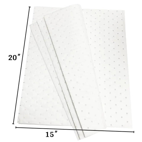 Heavyweight Oil Absorbing Pads For Garage Workshop Clean Up Oil Only Absorbent Mats 15 X 20 Inches Pack Of 50 stacked sheets.
