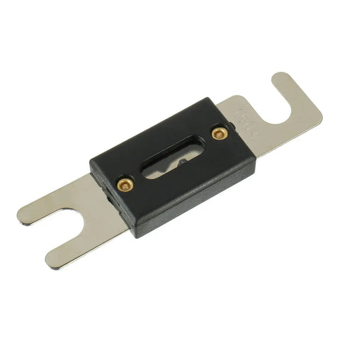 Heavy Duty ANL Fuse Holder With 150 Amp Fuse For 0 2 And 4 Gauge Car Audio Wiring, zinc alloy, black housing, in-line design.