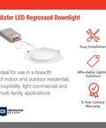Led Recessed Downlights 6 Inch Wafer Kit With 5 In 1 Switchable White Color Temperature 120 Volt Regressed Trim In Matte White