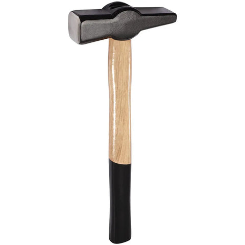 Cross peen hammer from 15 Inch Wolf Jaw Tongs And Hammer Tool Set For Bladesmiths And Forge Fans, heavy duty steel with wooden handle.