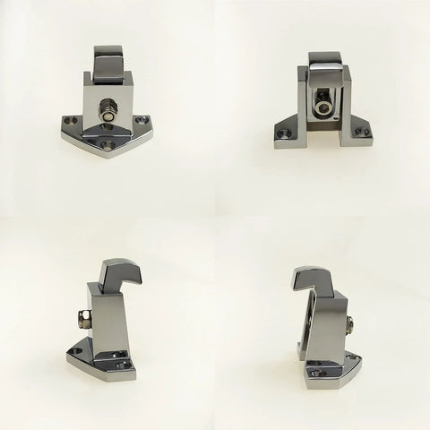 Adjustable 6.22 Inch Door Cabinet Handle With Trigger Action Latch For Freezer Cooler Ice Box Spring Loaded Oven Grip Zinc Alloy Bright Chrome Finish Left Or Right Swing Compatible Easy Grip Rust Resistant And Durable No Problem shown in four angles