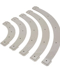 Top Shelf Round Corner Radius Templates And Router Radius Jigs For Woodwork Include Five Durable Plastic Arc Cutters in various sizes.