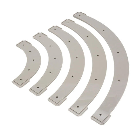 Top Shelf Round Corner Radius Templates And Router Radius Jigs For Woodwork Include Five Durable Plastic Arc Cutters in various sizes.