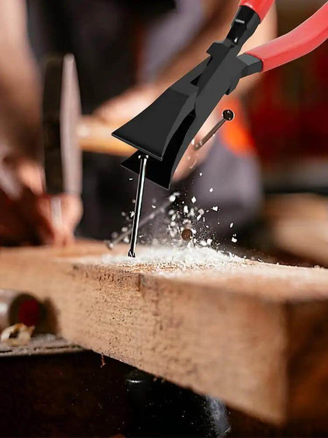 Close-up of 7-Inch Metal Hand Seamer for bending and flattening sheet metal, shown with ergonomic anti-slip handle in a workshop setting.