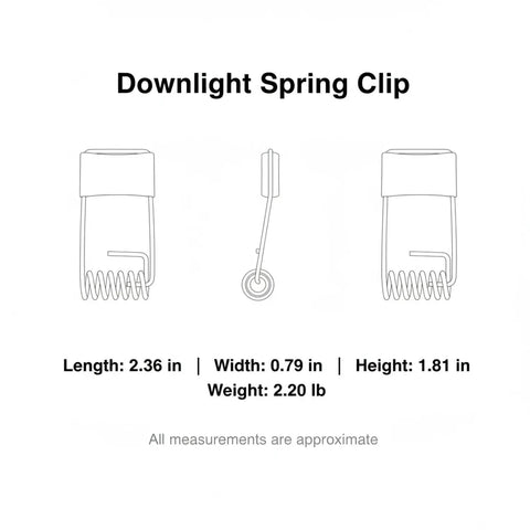 Downlight Spring Clip, Silver PP Plastic Retention Clip for Recessed Lighting Ceiling Fixtures (1 PC) dimensions and design view.