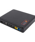 Mini Ups With 16000mAh Battery Backup For Routers And Modems US Plug, black compact unit with multiple ports and buttons.