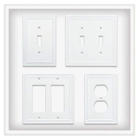 Classic Beaded 3 Pack Outlet Covers And 1 Gang Wall Plates In Pure White For Single Duplex Switches That Gives A Clean Classy Look