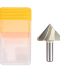 Hot Selling 90 Degree V Groove Router Bit With Tungsten Steel Carving Tips And Half Inch Shank for woodworking pros, includes protective case.