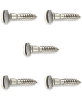 Size 6 X 1-1/2 Inch Oval Head Slotted Stainless Steel Wood Screws 2500 Count displayed in a close-up view.
