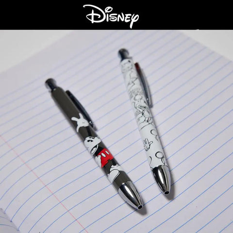 Mickey Mouse Pen Set 2 Pack Click Pens For School, Journaling, And Everyday Note Taking, Totally Cute Cartoon Pens On Notebook