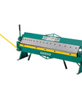 48 Inch Pan and Box Brake for 16 gauge sheet metal, heavy duty bench with trussed rigidity and removable fingers, front view