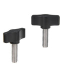 Straight Up Tough Four Pack 1/4x3/4 Inch Thumb Screws with matte black knobs and rust-proof stainless steel threads.